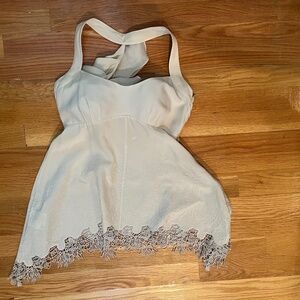 Beautiful Karen Millen ruffled, embroidered lace silk top.